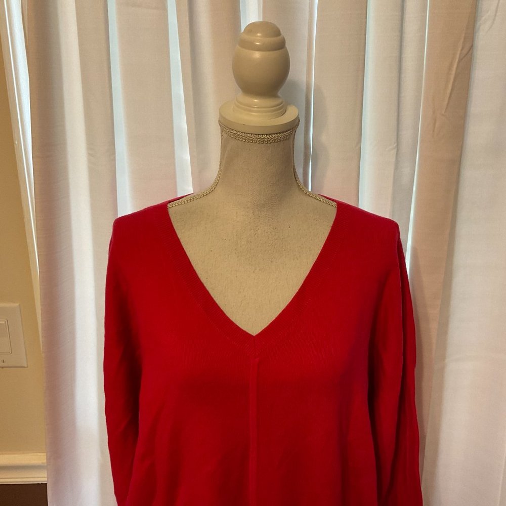 Saturday/Sunday Sweater-Dress M Cranberry Pink Long Sleeve Pockets Snap Back - Picture 2 of 11